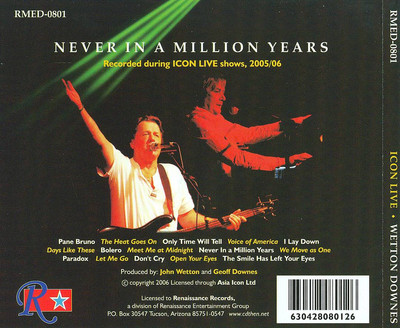 GEOFFREY DOWNES/JOHN WETTON - NIE IN EINER MILLION JAHREN NEUE CD