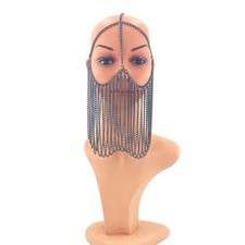 Women's Halloween Cosplay Face Mask Tassel Head Harness Headpiece Mens Accessory