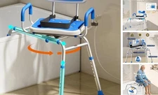 Sliding Shower Chair with Padded 360° Swivel Seat Tub Transfer Bench, 330lbs