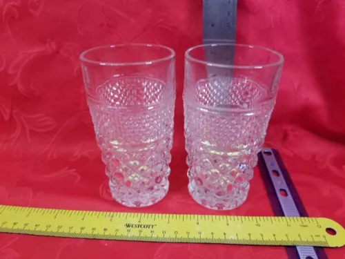Vintage Anchor Hocking Wexford 2 Flat Water Glasses Tumblers 5 1/4"