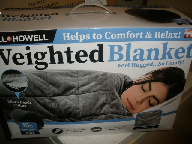 NEW Bell and Howell Weighted Blanket Calmer Deep Sleep 15 Lbs GRAY KING
