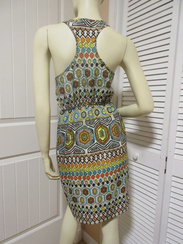 Vintage Y2K Passport Womens Sleeveless Racerback Sheath Dress Medium Multicolor - Picture 9 of 9