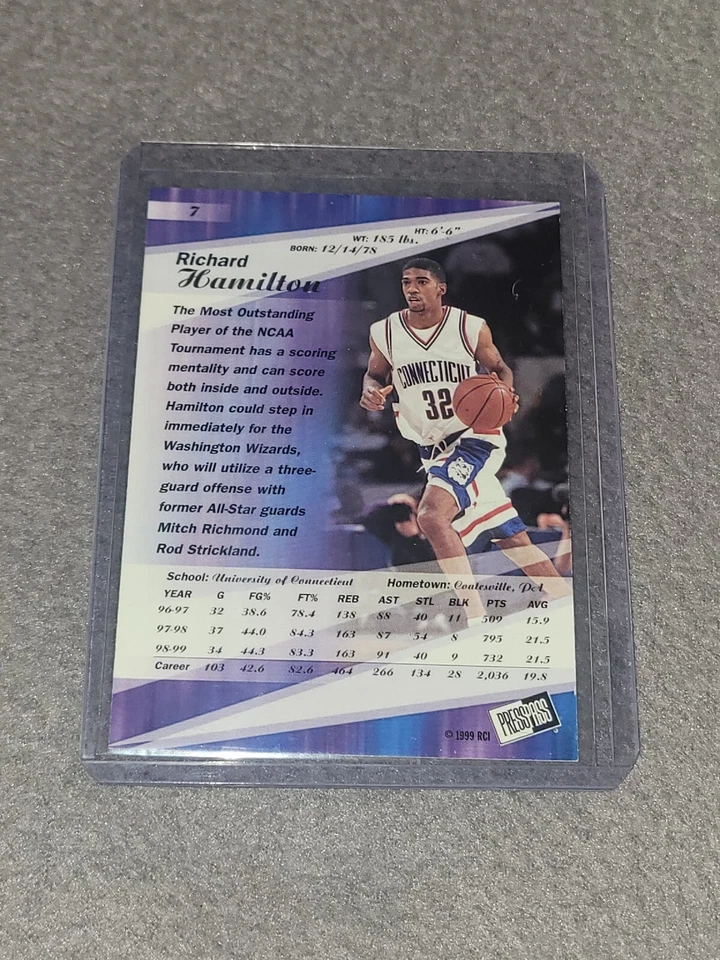 1999 Press Pass SE - #7 Richard Hamilton (RC) - Image 2 of 2