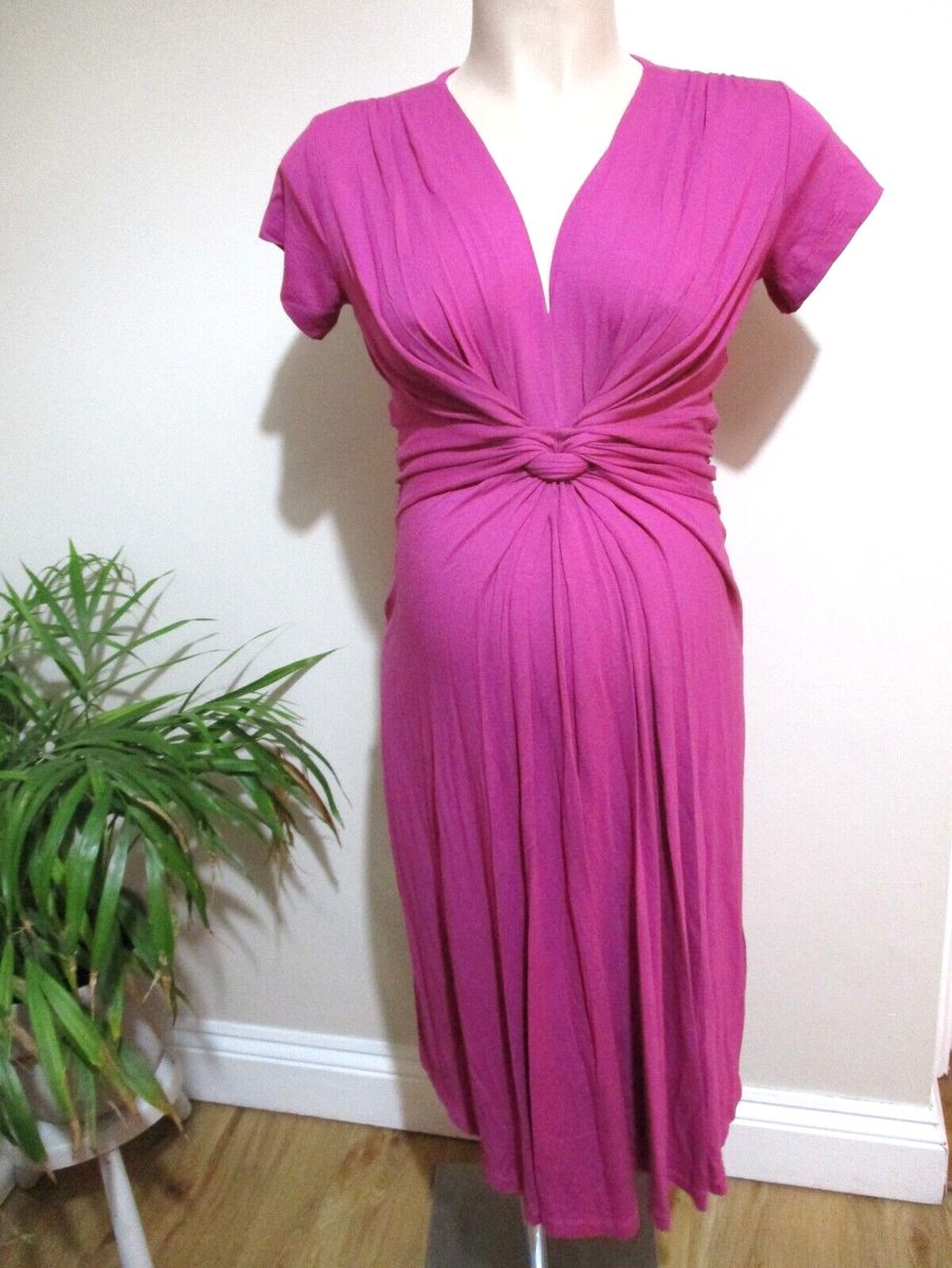 SERAPHINE MATERNITY FUCHSIA PINK TWIST FRONT OCCASION DRESS SIZE