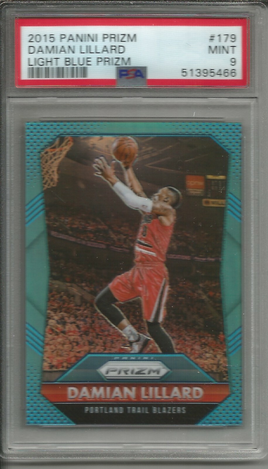 Damian Lillard 2015 Panini Prizm Light Blue Prizm #001/199 PSA 9