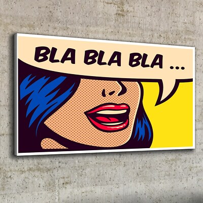 Canvas Wandbild Leinwand Bilder 100x50 Abstrakte Malerei Bla Bla Bla Comics Kuns