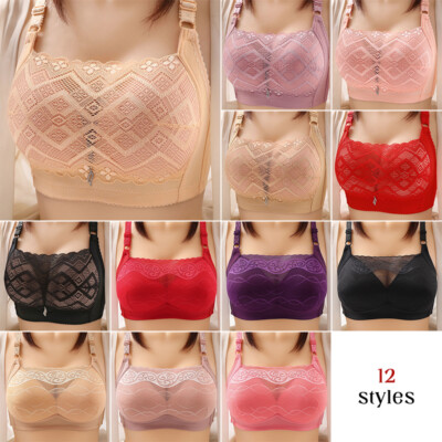 Women Thin Lace Wireless Leisure Bra Gathering Push Up Crop Top Fitness Buckle