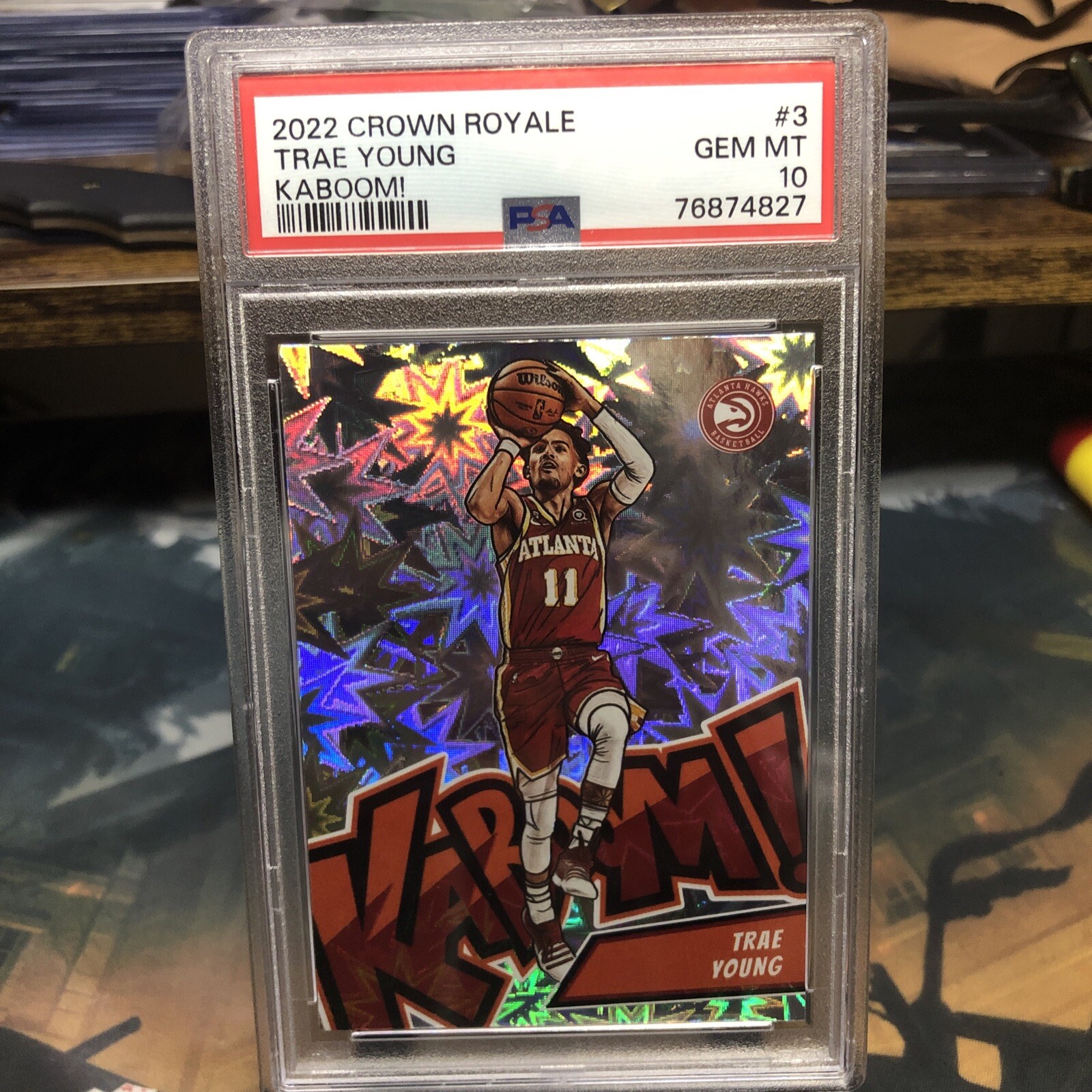 PSA 10 2022-23 Panini Crown Royale - Kaboom! #3 Trae Young
