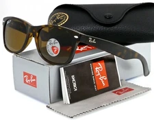 Ray-Ban New Wayfarer Tortoise l Polarized Natural Brown RB2132 902/57 55mm