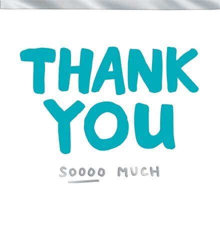 Thank You Card Soooo Much - Words Big Bright Loud Neon Design Greeting Card