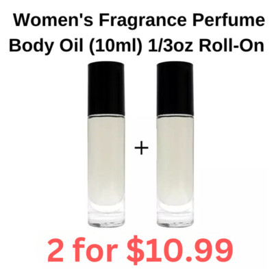 Women's Fragrance Perfume Body Oil Premium 10ml RollOn (2 PACK)-Select from List