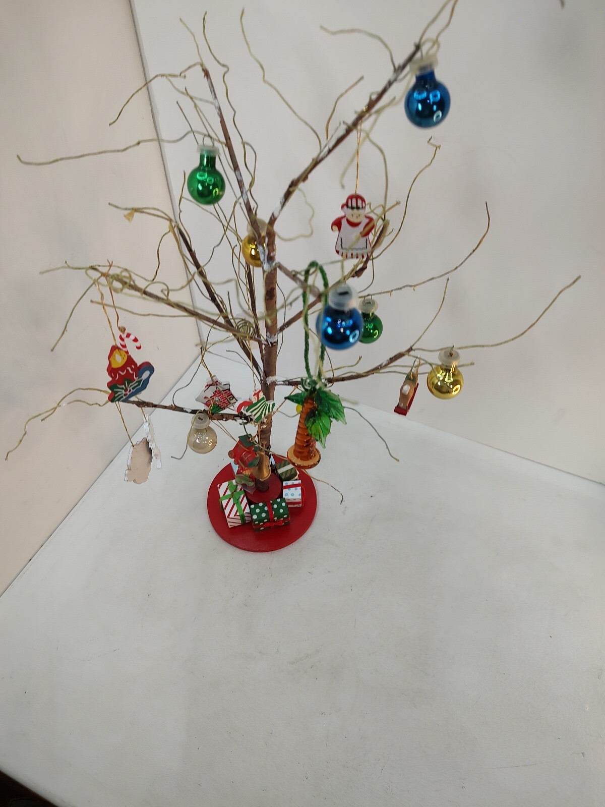 Christmas Bare Branch TreeChristmas Village With Decorations