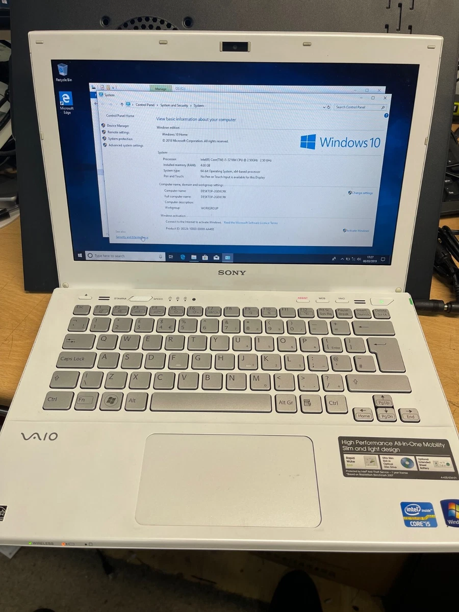 Sony VAIO Laptop Model SVS131B12M Core i5 3210M 4Gb 128Gb SSD | eBay