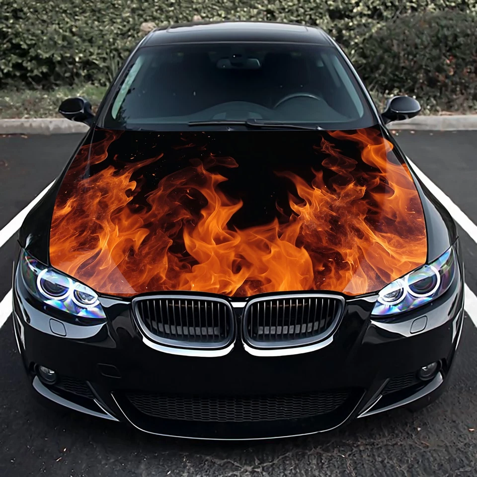 Fire Flames Car Hood Wrap Decal Vinyl Sticker Color Graphic Fit Any Car - Image 4 of 4