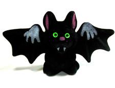 Vintage Halloween Black Bat Toy 1960s Fuzzy Flocked Halloween Horror Hong Kong