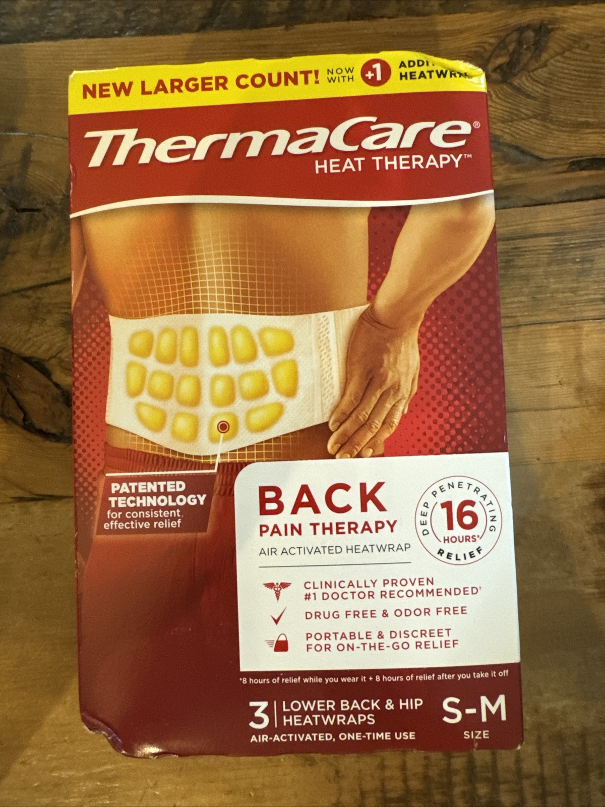 THERMACARE HEAT THERAPY 3 HEATWRAPS LOWER BACK & HIP PAIN SMALL/MEDIUM