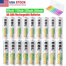 EBL Lot AA AAA Rechargeable Batteries 800mAh 1100mAh 2300mAh 2800mAh NI-MH + Box