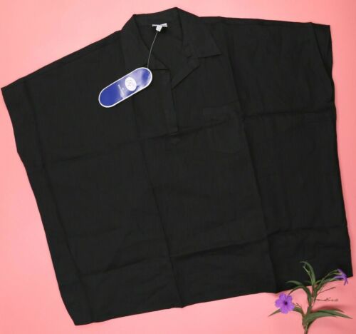DG2 Diane Gilman Womens Wide Black Blouse Top Size M/L 100% Linen - Picture 1 of 6