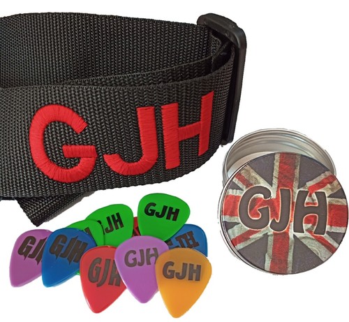 Correa de guitarra con nombre personalizado con soporte para púas y púas personalizadas - Imagen 6 de 10
