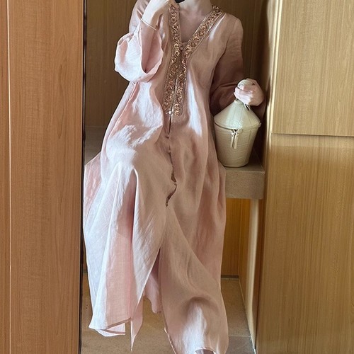 Sexy Women'S Light Luxury Nail Bead Bandage Dresses V-Neck Long Sleeved Hollow Design Bodycon Split Length Dress Vestidos