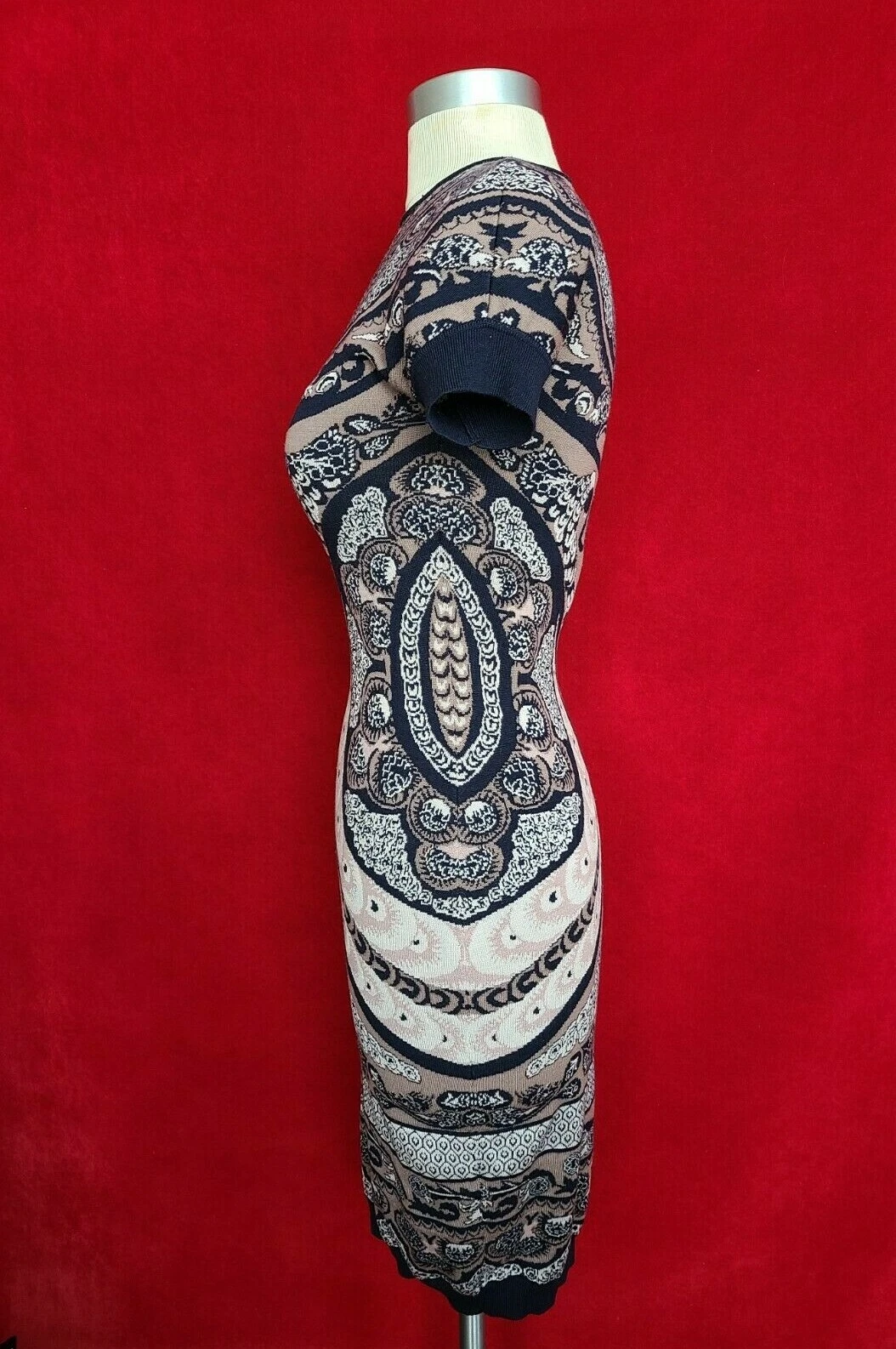 Abito maglione maglia manica corta stampa blu Alexander McQueen taglia S