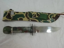 Combat Fighting Knife Survival Pack Camouflage Sheath Sharpening Stone Compass