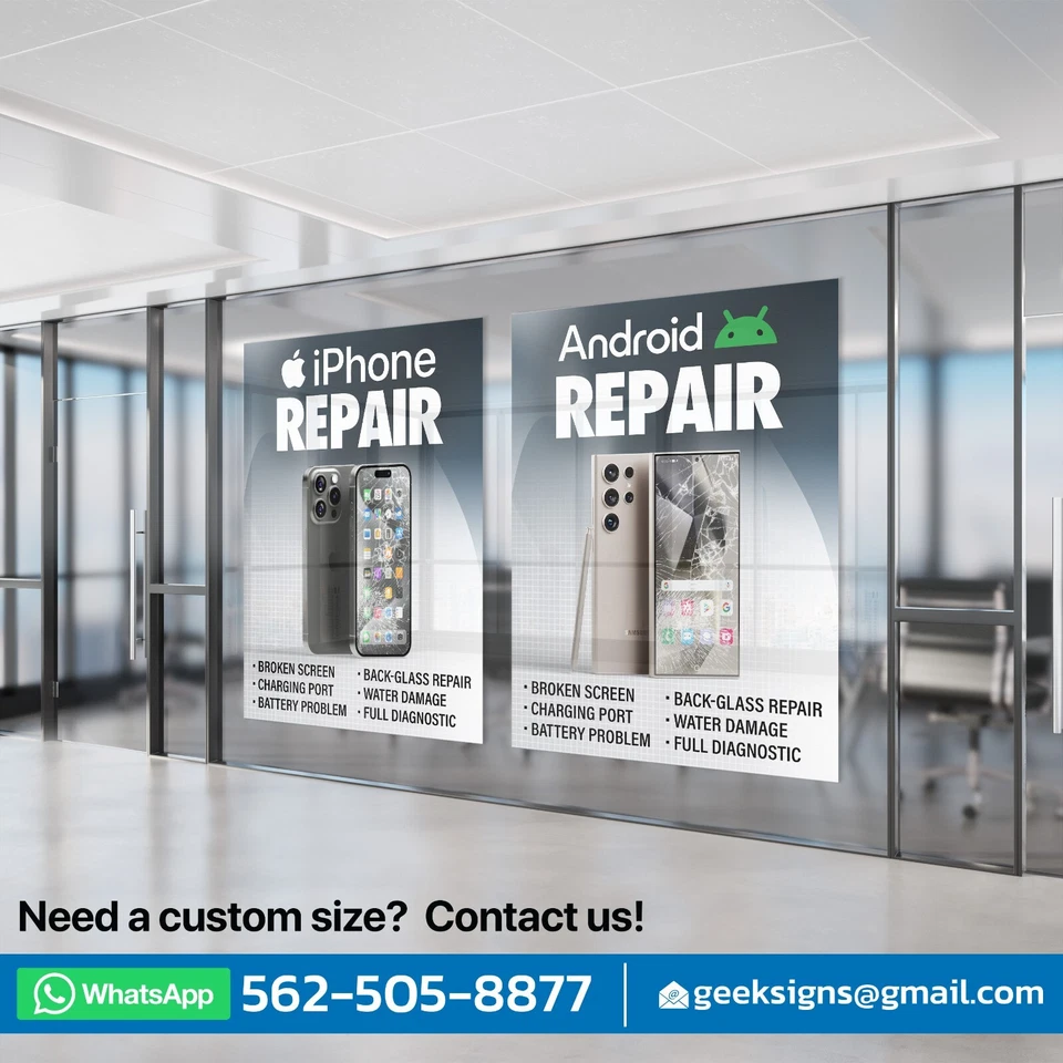 iPhone Android Smartphone Repair Window Wrap Sign Banner Apple Samsung Graphics - Image 2 of 4