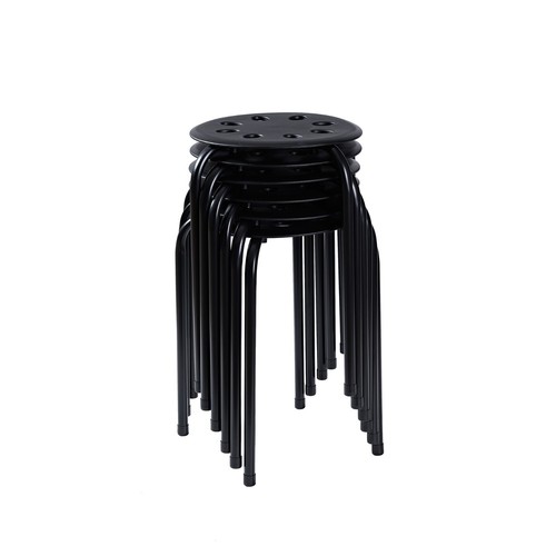 Stackable Metal Stools Set of 6 Counter Height Barstools Patio Backless Chair - Picture 39 of 48