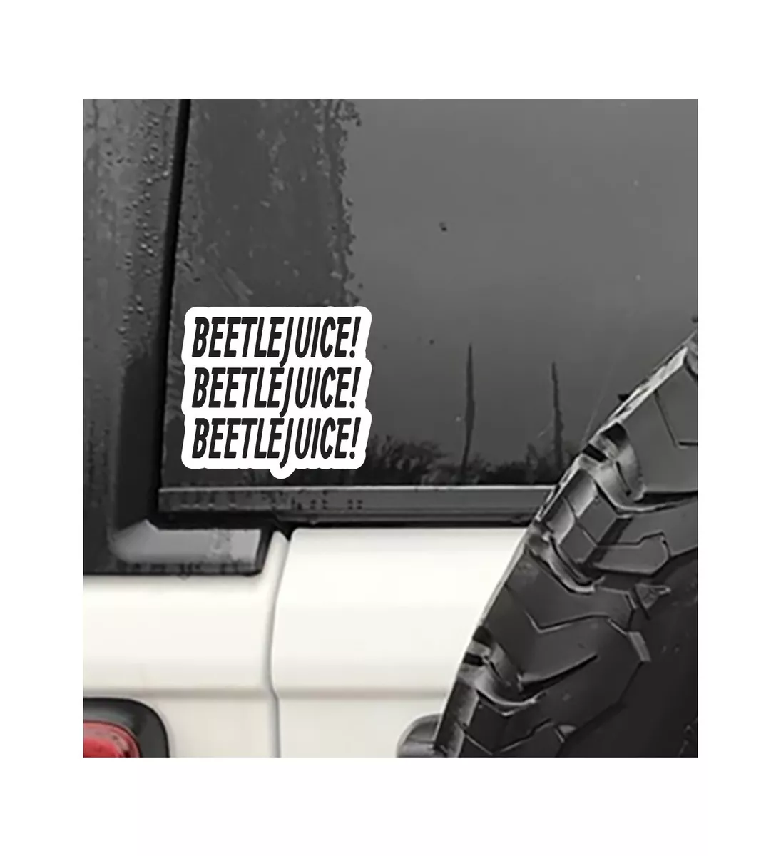 BEETLEJUICE 3 TIMES PRINTED DECAL CAR TRUCK WINDOW STICKER FUNNY