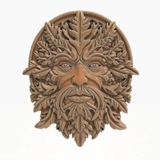 STL File For CNC Router 3D Printer Green Man Greenman Round Garden Wall Plaque