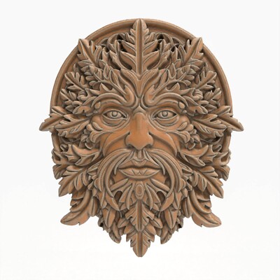 STL File For CNC Router 3D Printer Green Man Greenman Round Garden Wall Plaque