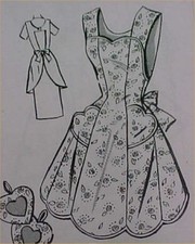 Vintage Apron Pattern Bib Size Large 40s Deta...