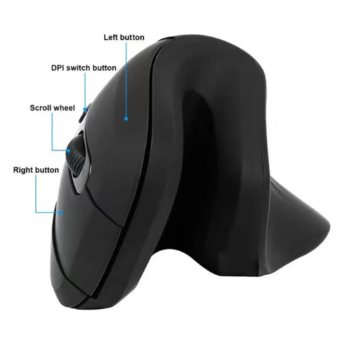 Ergonomic Wireless Mouse USB Vertical Optical Comfortable Game Mice Rechargeable - Picture 2 of 27
