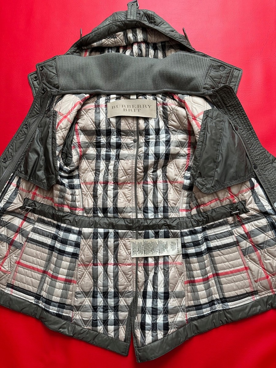 Burberry Brit Bosworth Hooded Green Quilted Nova Check Lined