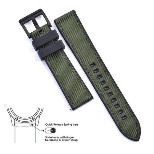 Hybrid Fkm Watch Strap Fluoro Rubber Canvas Nylon Watchbands Quick Release - Picture 50 of 76