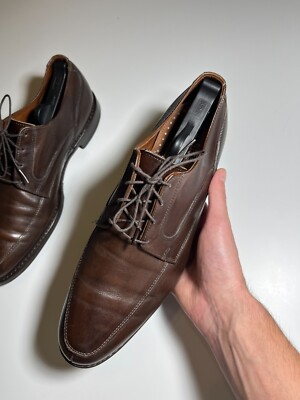 Brooks Brothers Split Derby Shoes Mens 10 Brown Grained Leather Lace Up Brooks Brothers Made in USA Brown Leather Split Toe Derby  main image 3