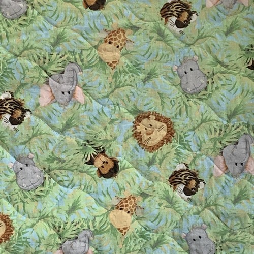 Handmade Baby Quilt Jungle Animals 33x44 Play Mat Crib Blanket Yellow Trim - Picture 8 of 12