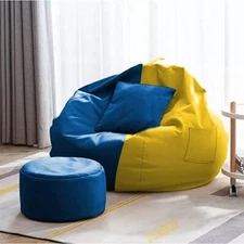 Bean Bag Cover with Footrest Cushion Cover Faux Leather Without Beans Size XXXL