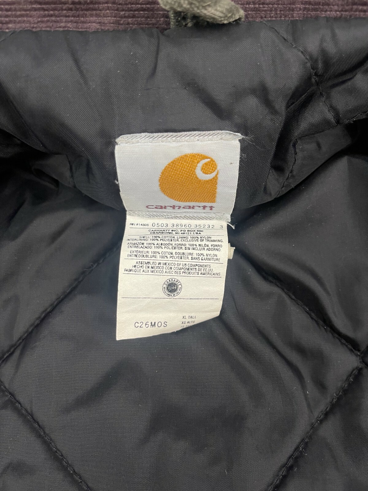 Vtg Carhartt C26 MOS Artic Quilt Lined 