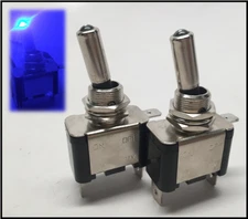 2 PCS MARINE BOAT AUTOMOTIVE CAR 12V 20A BLUE DOT LED TOGGLE SWITCH SPST ON/OFF