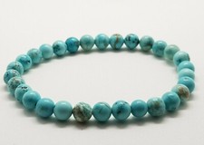 Blue Turquoise Bracelet Round Beads Gemstone Crystal Healing Stone 6mm Yoga