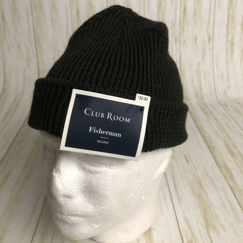 Club Room Mens Black Fisherman Beanie 