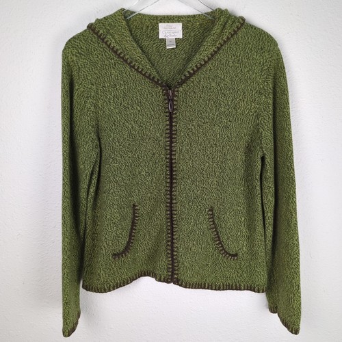 Christopher & Banks Full Zip Women's Sweater XL Green Hand Embroidered - Picture 2 of 13