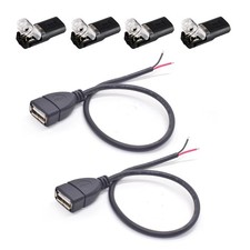 2PCS 20AWG USB A Female Pigtail  0.3M/1FT USB 2.0 Female 2 Pin Bare Wire Open ...