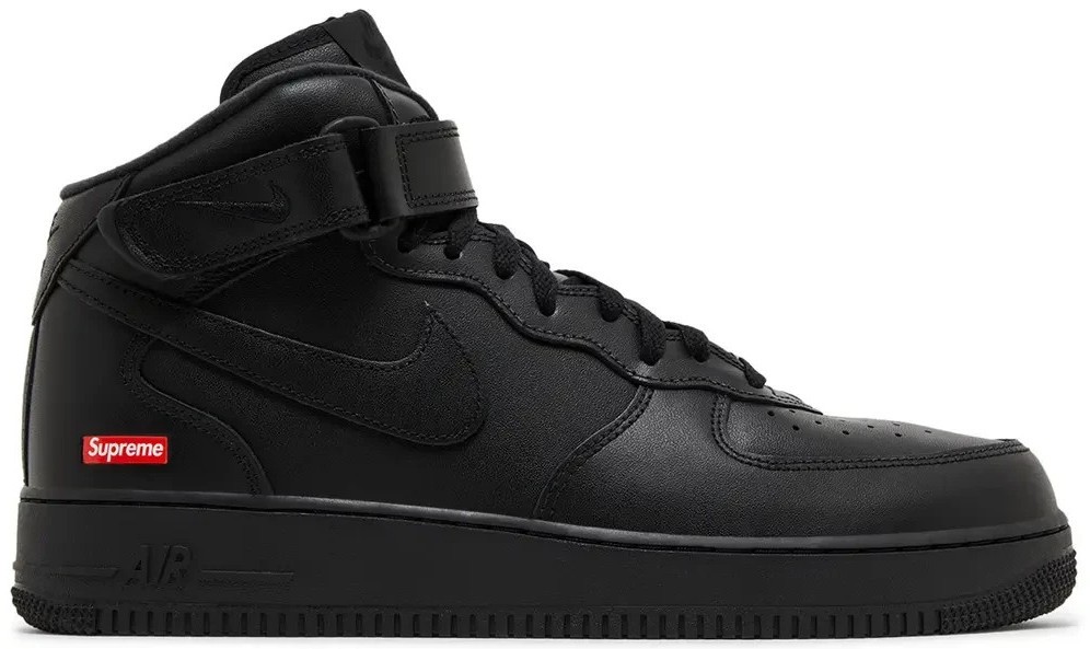 Supreme × Nike AirForce1 Black サイズ27 Nike Supreme x Air Force 1 Mid Box Logo - Triple Black for Sale