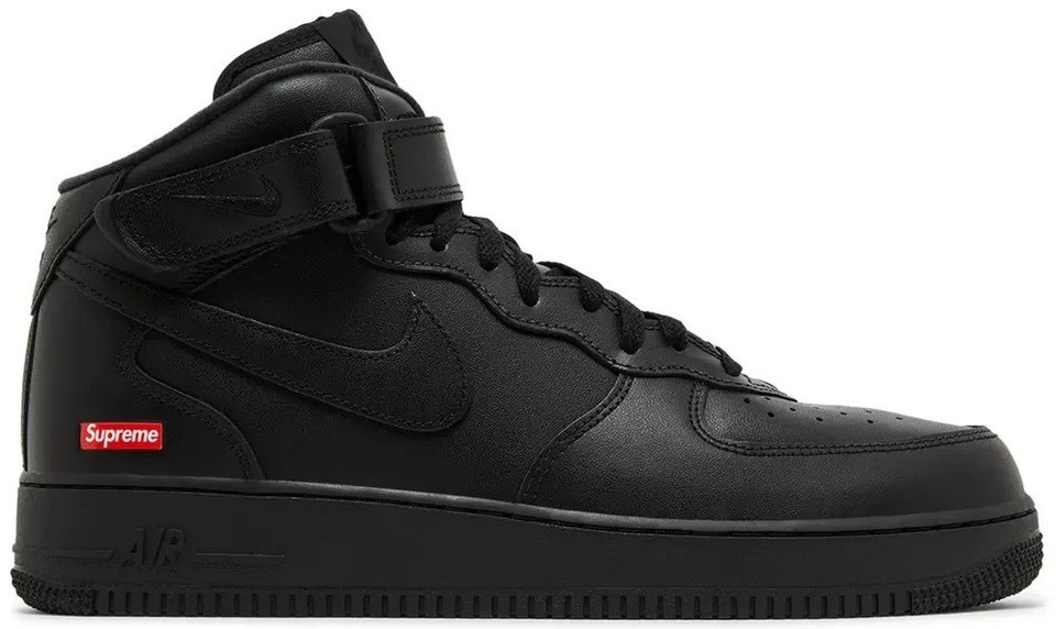 Nike Supreme x Air Force 1 Mid Box Logo - Triple Black for Sale