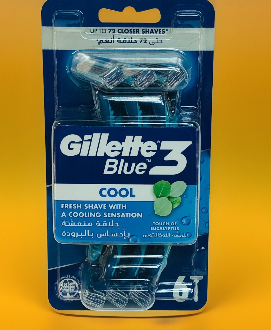 Gillette Cool Blue Wave 3 (6 Shavers) Fresh Cooling Sensation For A Closer Shave