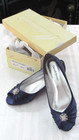 David's Bridal Kelsey Dyeable Royal Blue Open Toe Wedge Slip On Shoes Sz 9 1/2 M