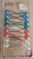 1 Package NEW Old Stock 8 Vintage Tip Top Twin Bead Ponytail Holders Hong Kong