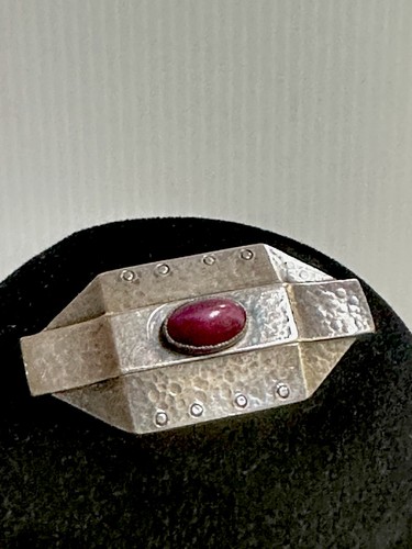 VTG NATIVE AMERICAN NAVAJO 925 STERLING SILVER HAMMERED BROOCH PIN C-CLASP 
